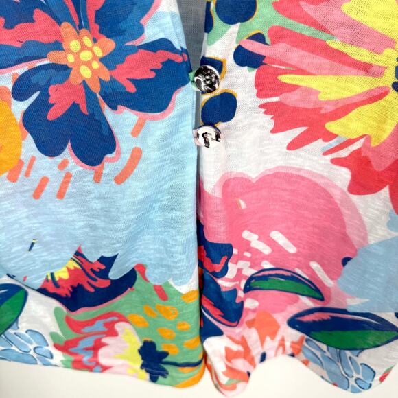 Shana Sz Large Floral Tropical Wearable Art to Wear Summer Blouse Shirt Top - Picture 9 of 10